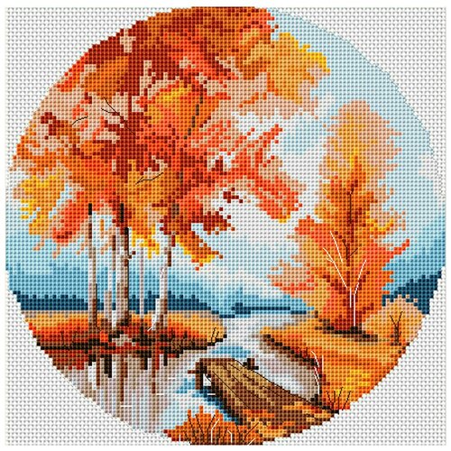 Набор для вышивания Чудо-холст Осенний пейзаж 20,14х20,14 см