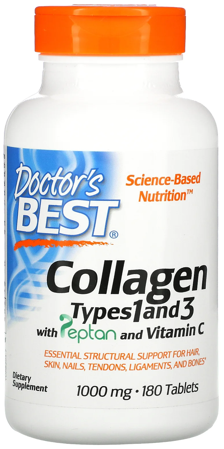 Doctor's Best Collagen Types 1 & 3 with Vitamin C (Коллаген тип 1 и 3 Vitamin C) 1000 мг 180 таблеток