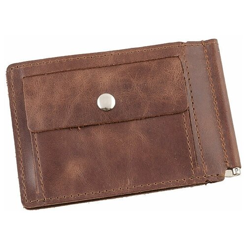 фото Зажим для купюр premier+urb из натуральной кожи, бумагодержатель, компактный кошелек, зажим для денег темно-коричневый cro-m-59-152