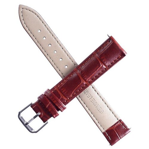 фото Ремешок для часов "bugert", 20 мм, длина 20 см, натуральная кожа, коричневый, фактура крокодил 43943 brand no name