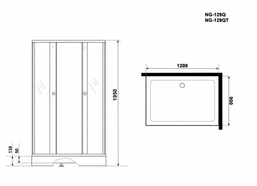 Душевой уголок Niagara NG-129-14Q (1200х900х1950) низкий поддон(13см) стекло матовое - фотография № 4