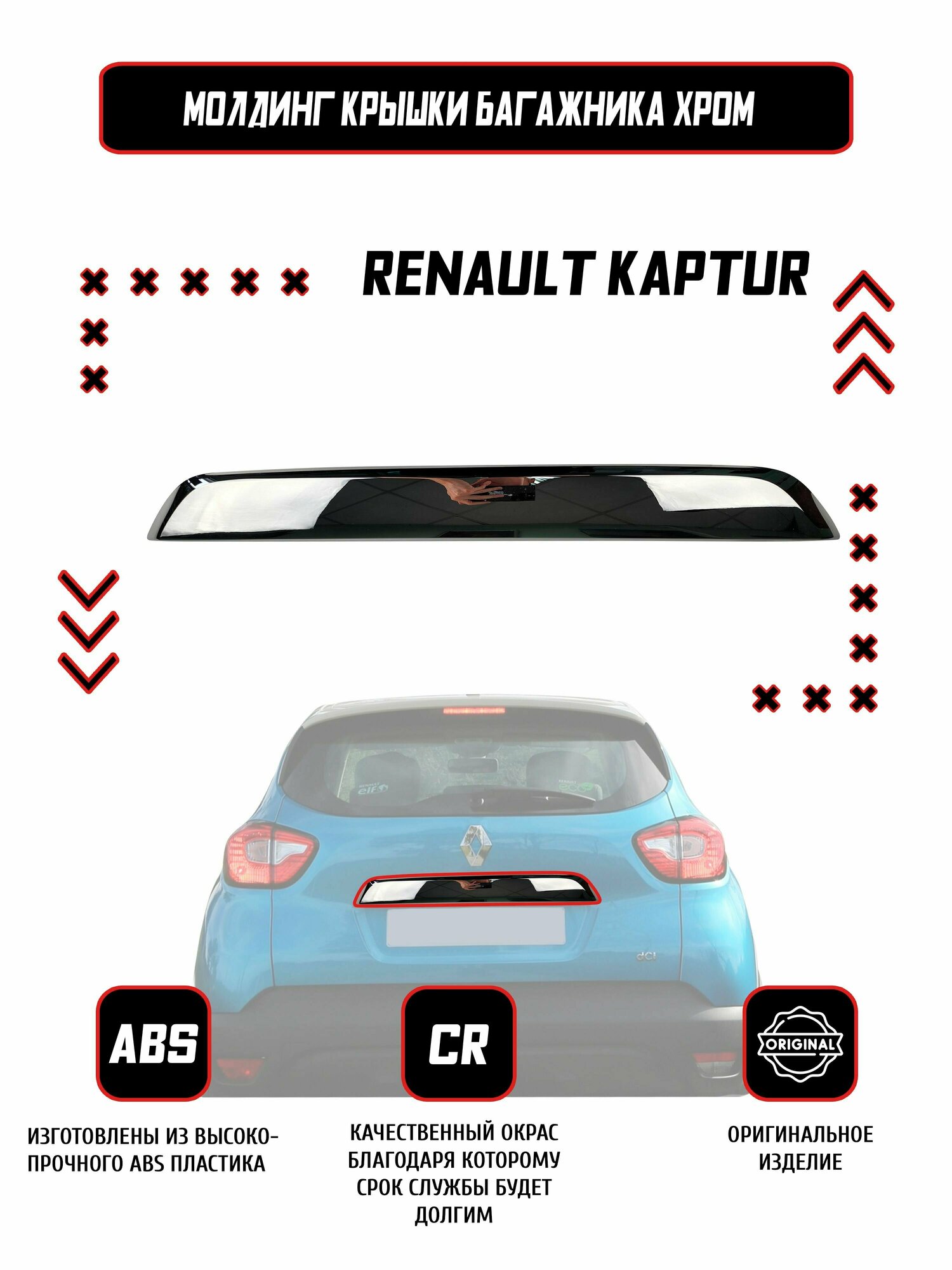 Накладка крышки багажника под камеру Renault Kaptur Хром Оригинал / 848104233R