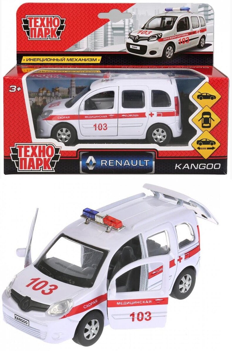 Технопарк машина металл Renault Kangoo Скорая 12см 268493