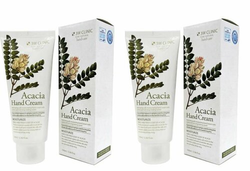 3W Clinic Крем для рук Moisturizing Acacia, с экстрактом акации, 100 мл, 2 шт