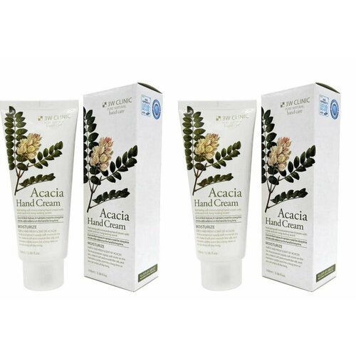 3W Clinic Крем для рук Moisturizing Acacia, с экстрактом акации, 100 мл, 2 шт