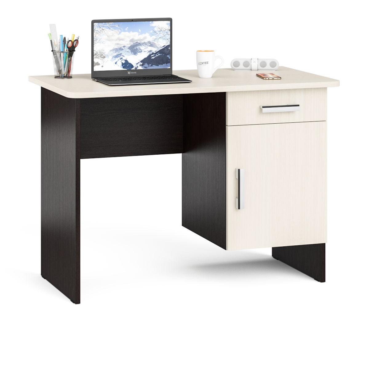 фото Стол письменный МД-109, цвет венге/дуб, ШхГхВ 105х57х75 см, НЕ универсальная сборка