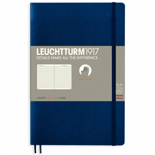 Записная книжка Leuchtturm Paperback B6+ Navy мягкая обложка 123 стр линейка (358317)