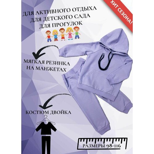 Комплект одежды Зуми-Мишка, худи и брюки, спортивный стиль, размер 110, фиолетовый