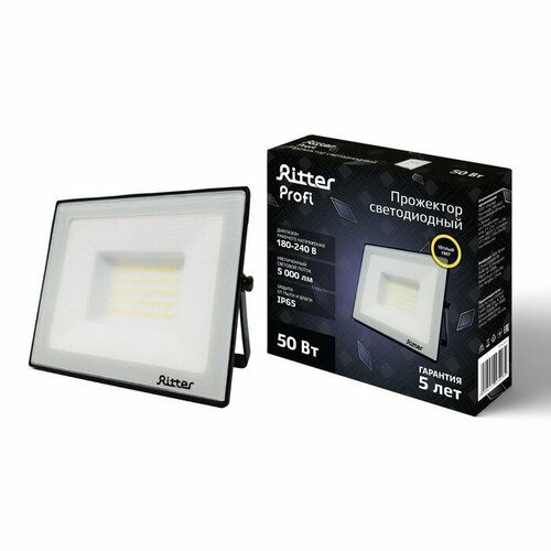 Прожектор светод серия PROFI 230В 50Вт 2700К 5000Лм IP65 черный гарантия 5 лет 53428 4 Ritt 2245₽