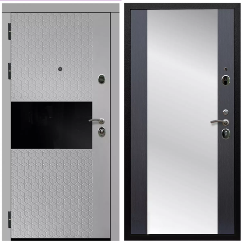 Дверь входная Армада Черная шагрень Милк рикамо софт / СБ-16 Венге МДФ панель 16 мм с зеркалом