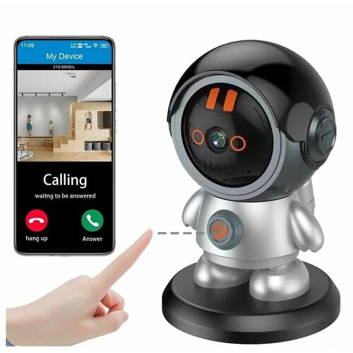 Домашняя камера видеонаблюдения WiFi поворотная видеоняня Космонавт настольная двухсторонняя связь Wireless PTZ 309000₽