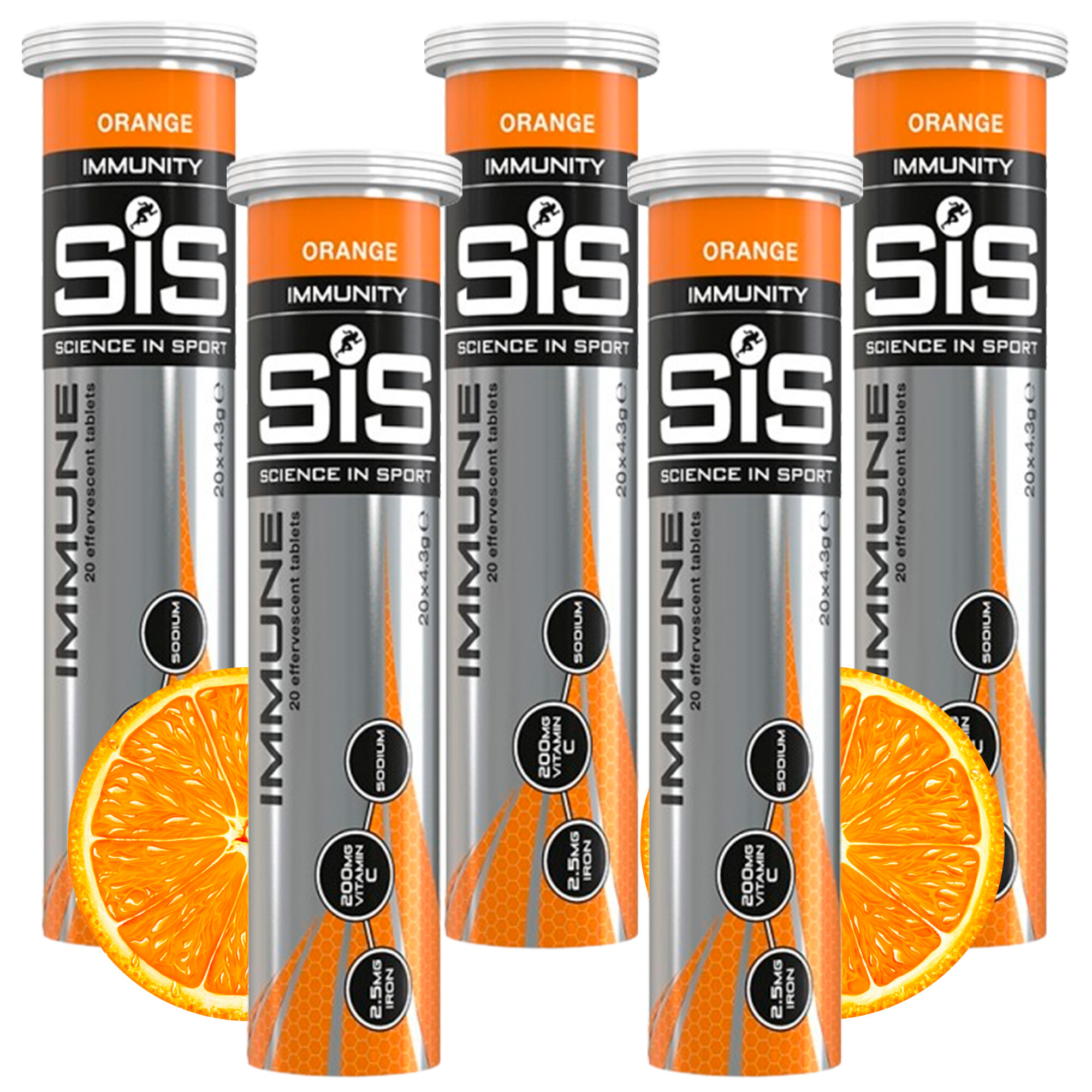 Изотоник SCIENCE IN SPORT (SiS) IMMUNE TABLETS 5 x 20 таблеток, Апельсин