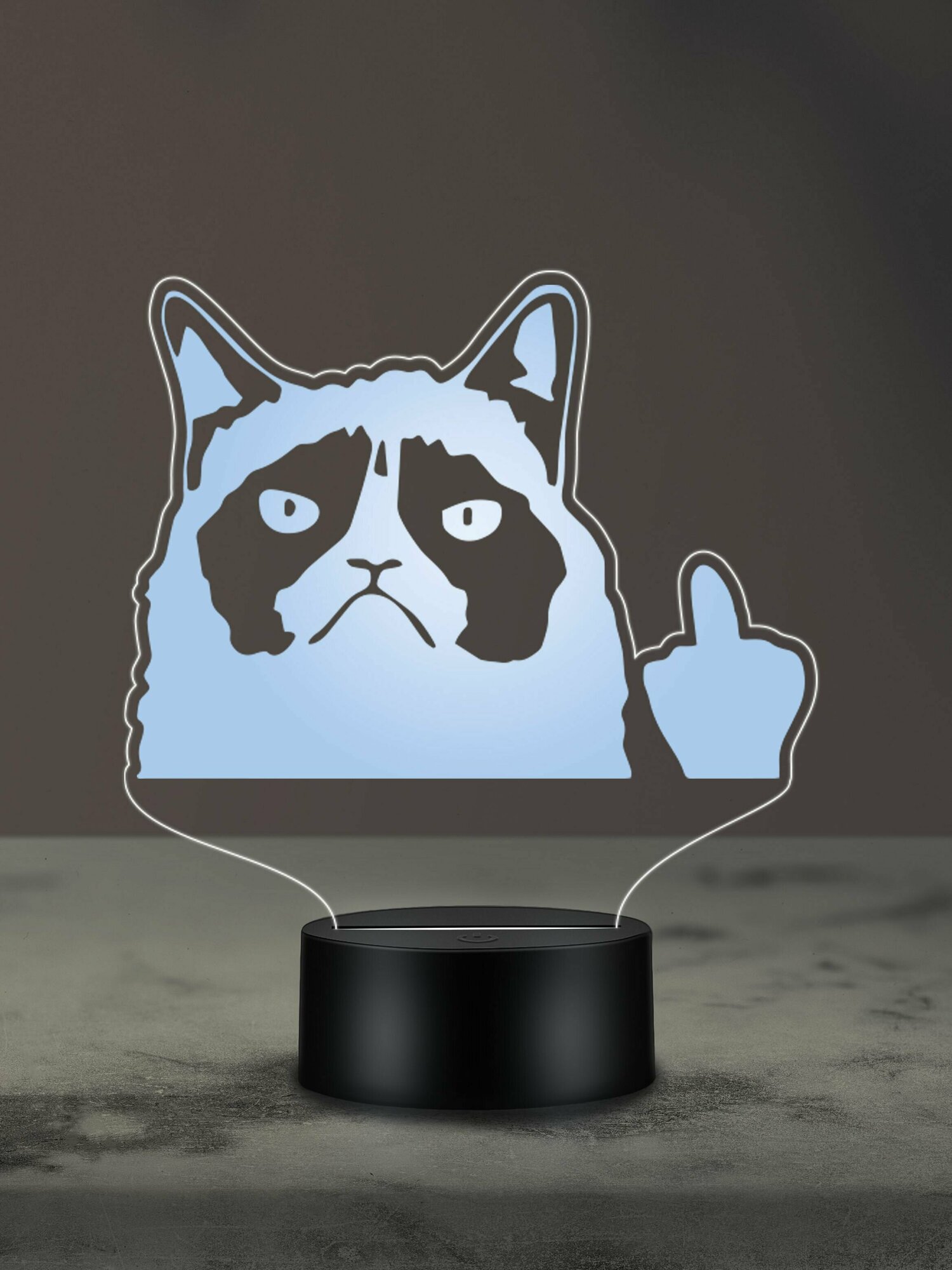Ночник Грустный кот, ночная лампа, 3Д светильник, мем - фотография № 1