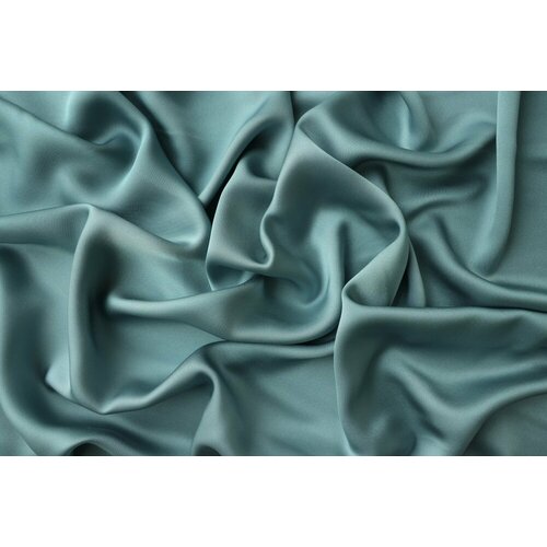 Ткань двусторонний шелковый сатин сизо-голубого цвета