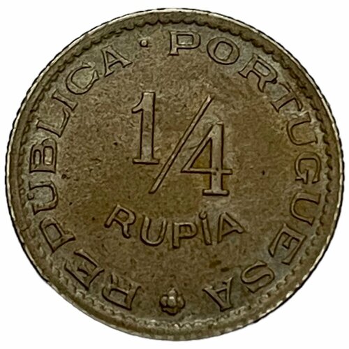 Португальская Индия 1/4 рупии 1952 г. клуб нумизмат монета 1 2 рупии португальской индии 1936 года серебро протекторат португалии