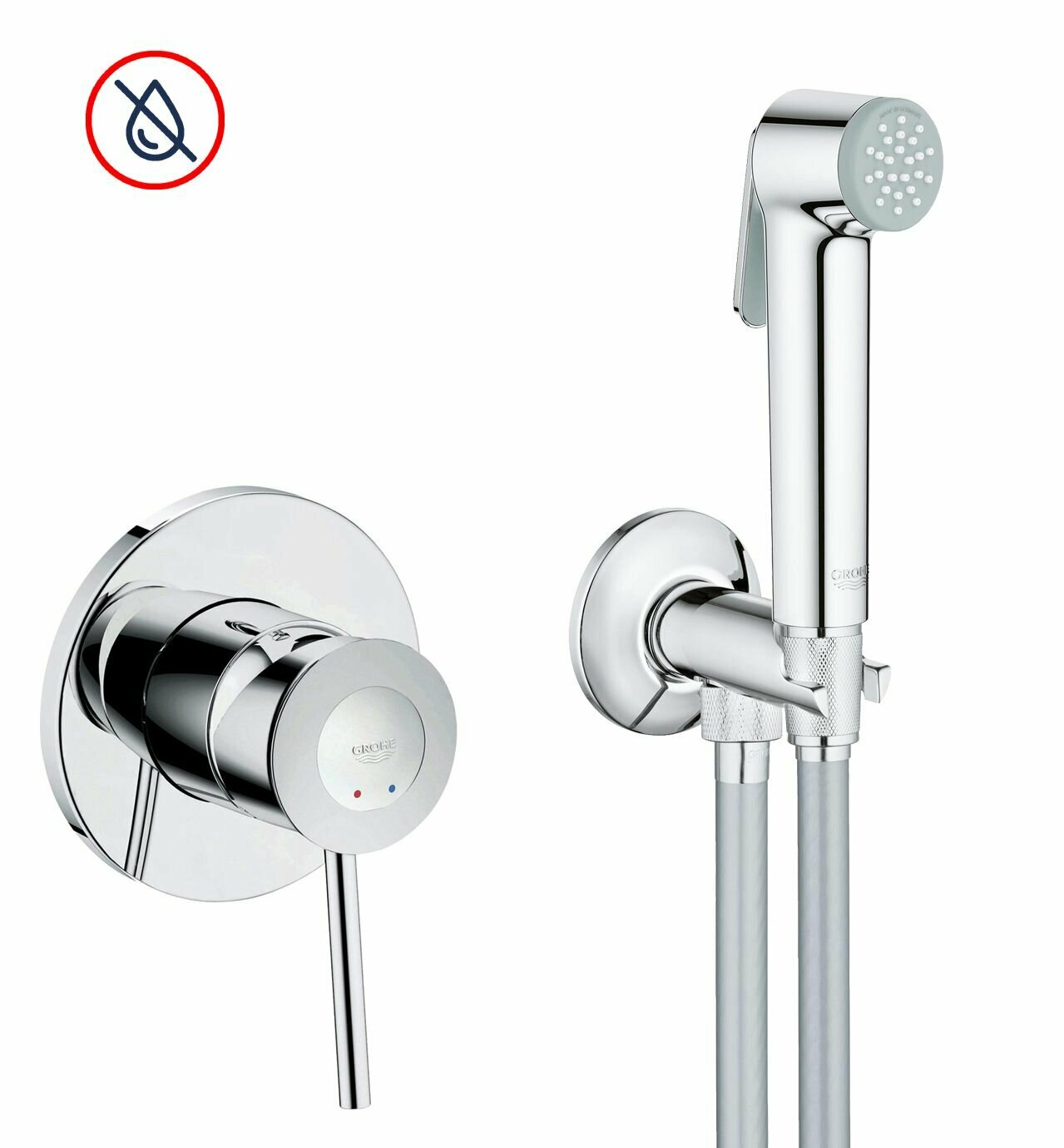 Гигиенический душ Grohe BauClassic с запорным вентилем, Германия