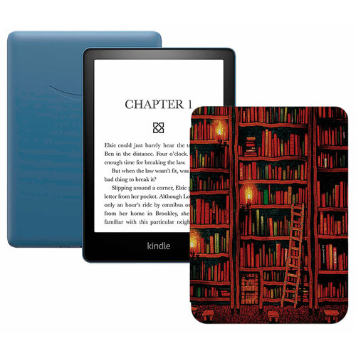 Электронная книга Amazon Kindle PaperWhite 2021 16Gb black Ad-Supported Denim с обложкой ReaderONE PaperWhite 2021 Library