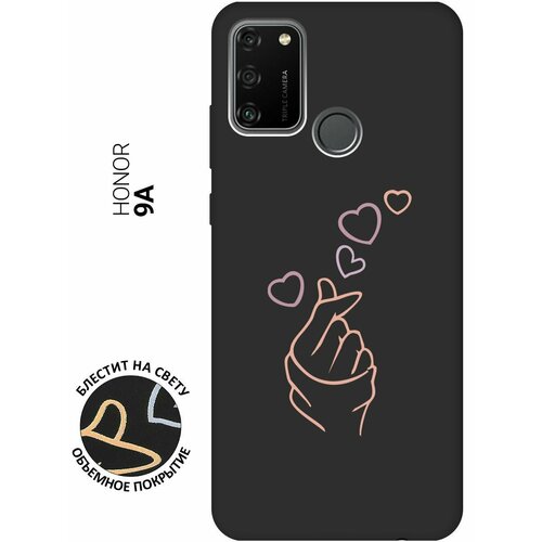 Матовый Soft Touch силиконовый чехол на Honor 9A, Хонор 9А с 3D принтом K-Heart черный матовый soft touch силиконовый чехол на honor 9a хонор 9а с 3d принтом beatles stickers черный