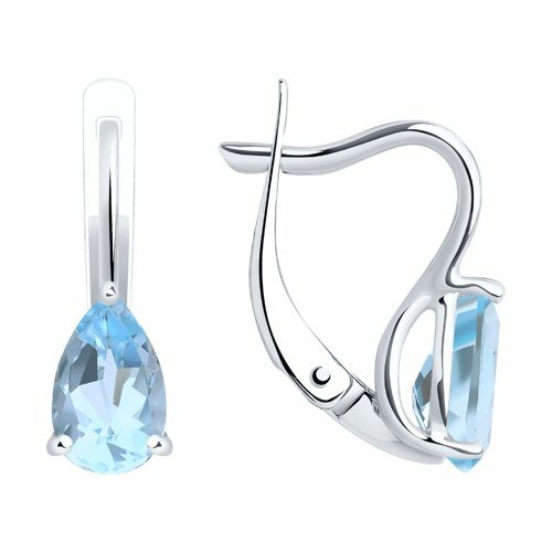 Серьги Thing Jewelry, белое золото, 585 проба, родирование, топаз