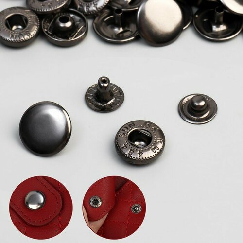 Кнопка установочная, Альфа, железная, d - 15 мм, цвет чeрный никель 100 шт