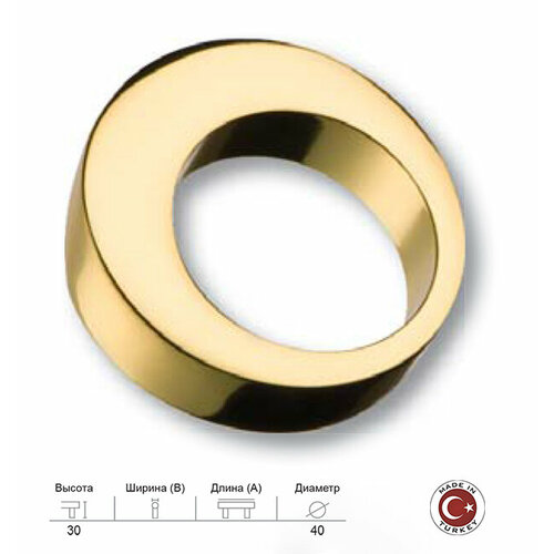 Ручка мебельная модерн, глянцевое золото, 4 см