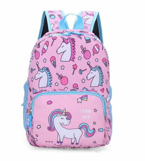 Рюкзак дошкольный DaV для девочек с единорогом, светло-розовый, р-р 30х25х11 см