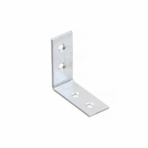 Уголки мебельные 50x50x17x2 мм, с шур, белый цинк, 4 шт, Element, 122760