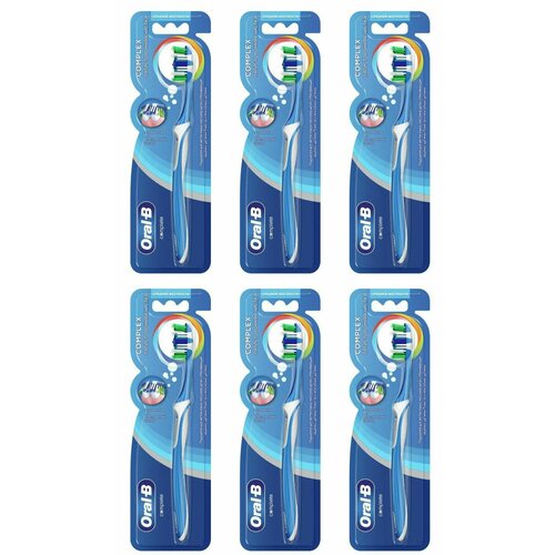 Oral-B Зубная щетка Комплекс, Пятисторонняя чистка, 40 medium, 6 уп oral b toothbrushes battery powered medium multicolour