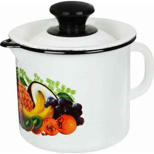 Кружка эмалированная с носиком, с крышкой 1,0 л 