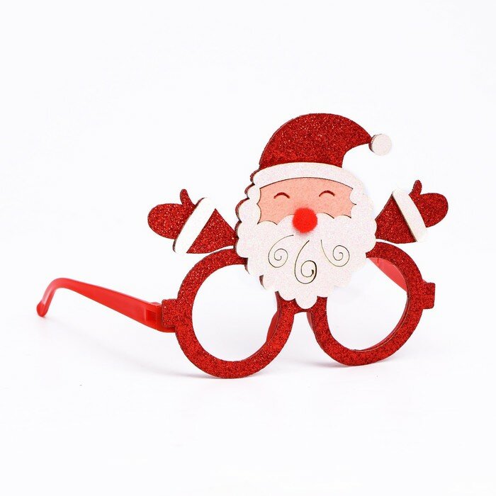 Карнавальные очки КНР "Дед Мороз", красные, блестящие