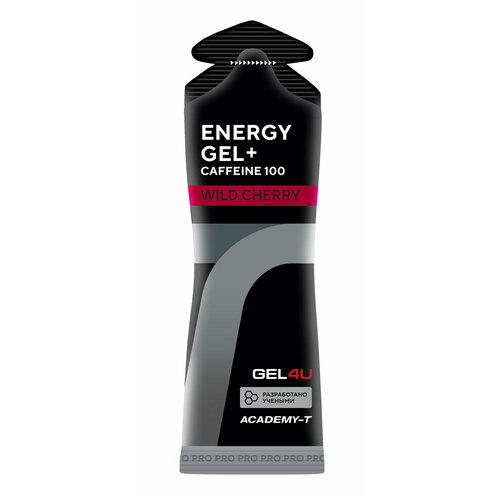 Энергетический гель GEL4U Energy Gel + caffeine 100, 30 шт по 60 мл, вкус: вишня