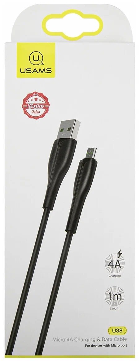 фото Кабель USB USAMS US-SJ375 U38 Micro 4A Fast 1m black