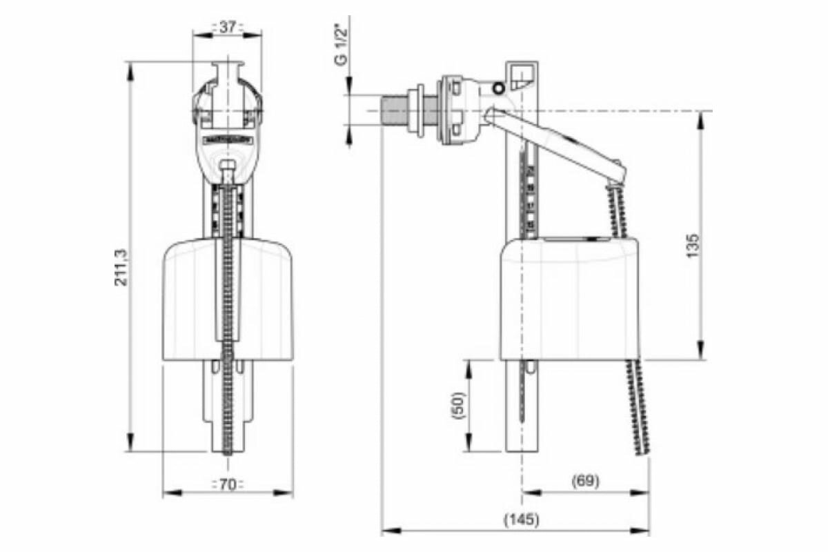 Механизм смыва для бачка Wirquin ONE 3/6 L с боковым заливным клапаном - фото №8
