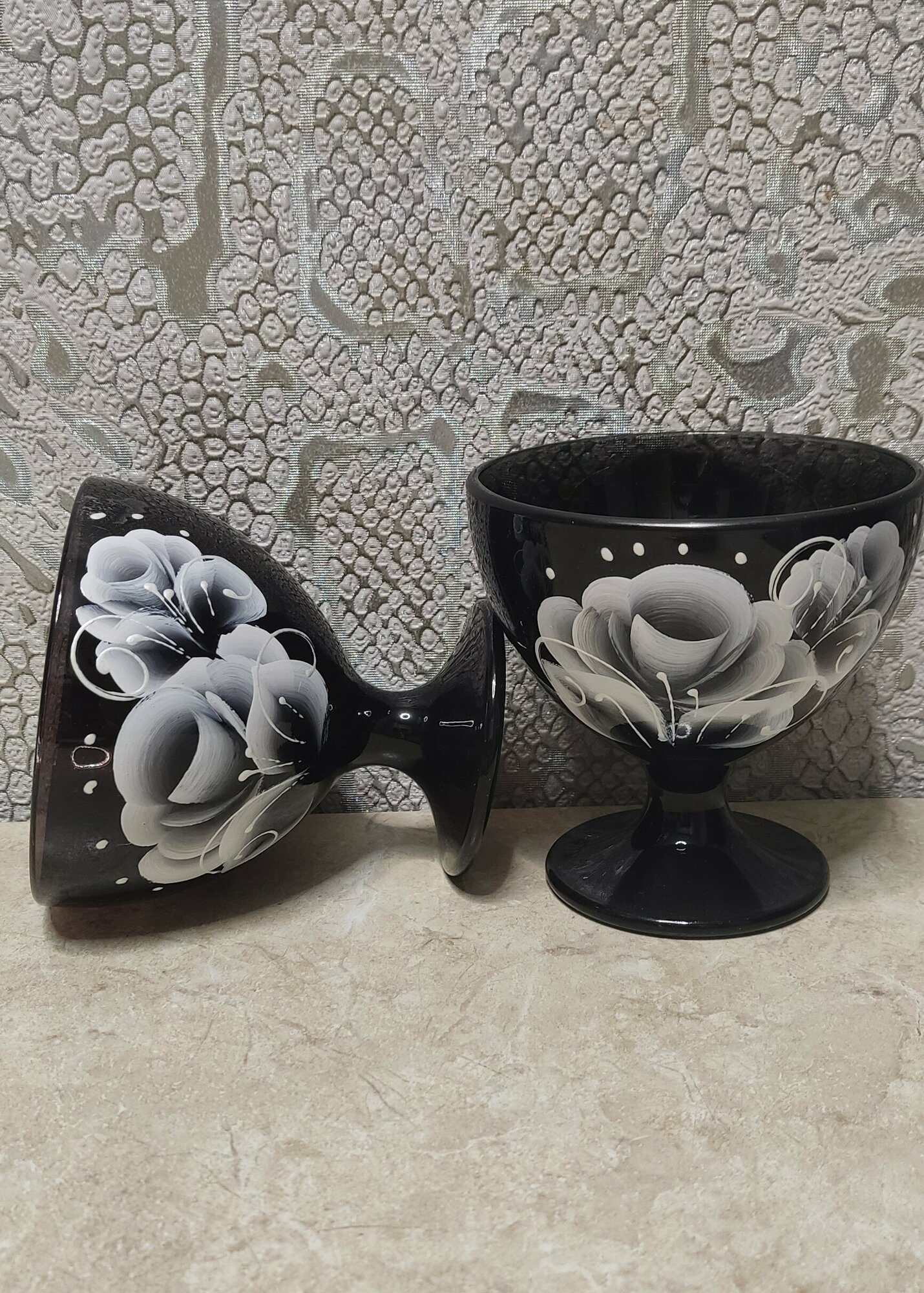 фото Набор креманок черных 2шт ручная роспись