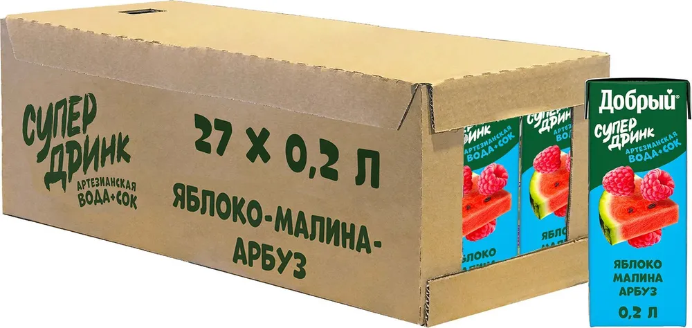 Напиток сокосодержащий Добрый Арбуз-Малина 0.2 л ПЭТ упаковка 27 штук