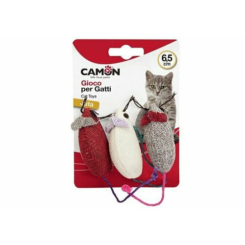 Camon Игрушка для кошек мышь джутовая 6,5 см комплект 3 мыши 12712 0,022 кг 58400 (1 шт)