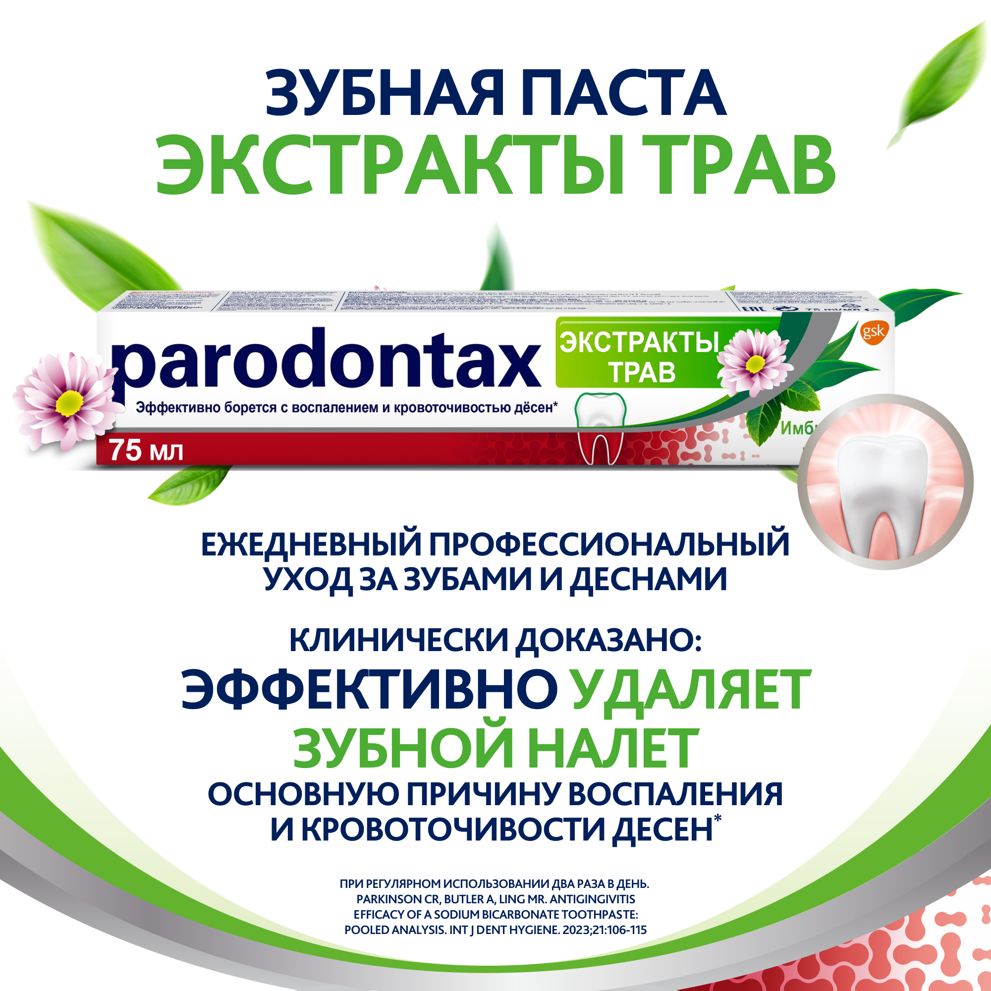 Зубная паста parodontax Экстракты Трав от воспаления и кровоточивости десен с фтором и экстрактами имбиря, мяты и эвкалипта, 75 мл