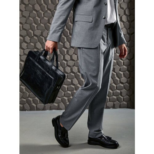 Портфель Igermann, фактура гладкая, черный