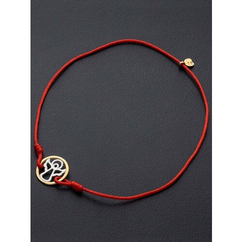 Браслет-нить Angelskaya925, серебро, 925 проба, золочение, длина 24 см., красный