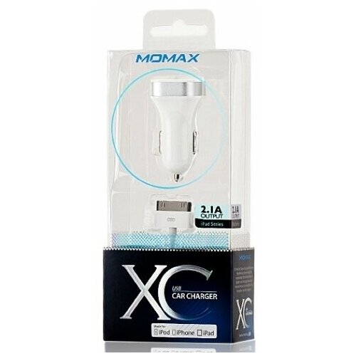 Автомобильное зарядное устройство Momax USB на 2.1A XC Single USB Car Charger для iPhone 4/4S/iPod Белый (SCC02SW)