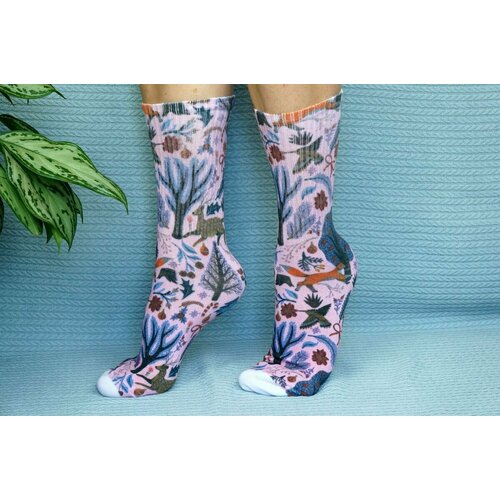 фото Носки cotton print, размер 41/45, синий, белый хлопковые cotton print