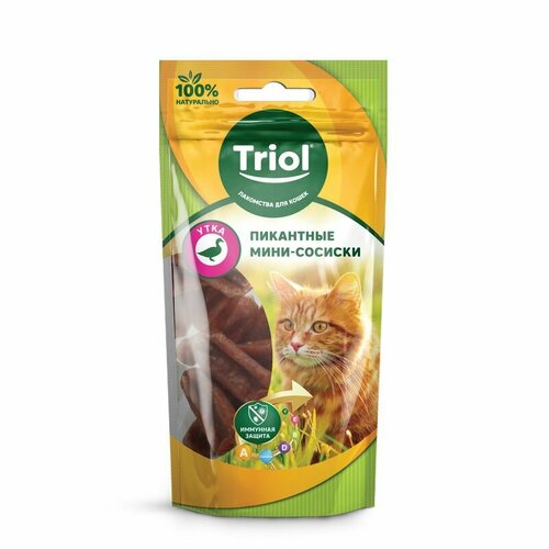 Лакомство для кошек Triol Сосиски пикантные мини, 50 г птица