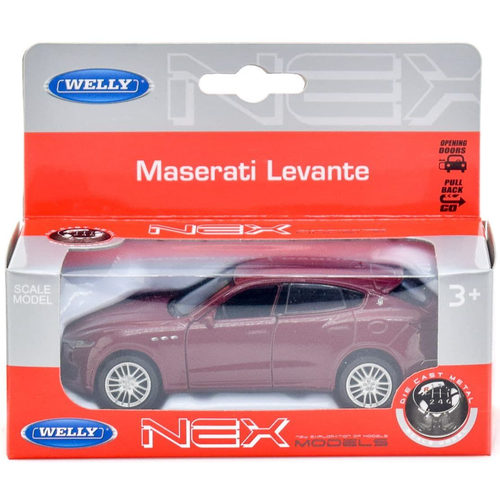 Машинка Welly Maserati Levante 1:38 бордовый 43739 машинка welly 1 32 maserati levante жемчужный пруж мех