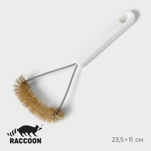 фото Щётка для чистки посуды и решёток-гриль raccoon, металлической щетина, 23,5×11 см, цвет белый