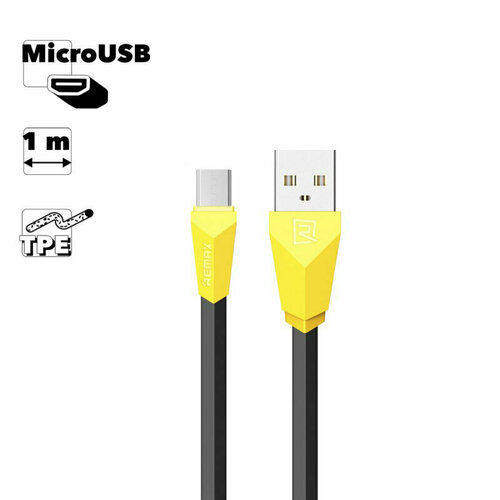 USB кабель REMAX Alien RC-030m MicroUSB, 1м, TPE (черный) кабель remax lemen usb microusb rc 101m 1 м черный