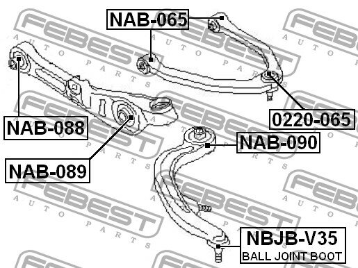 Пыльник опоры шаровой нижнего рычага (NISSAN TEANA J31 2003-2008), NBJBV35 FEBEST NBJB-V35