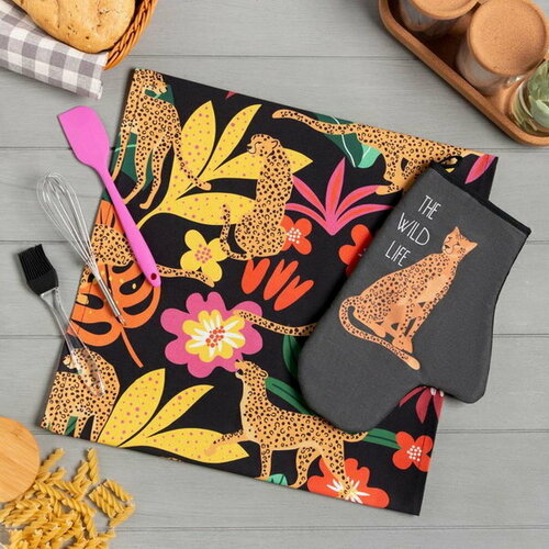 Набор подарочный The wild life полотенце варежка-прихватка кисть лопатка венчик 949₽