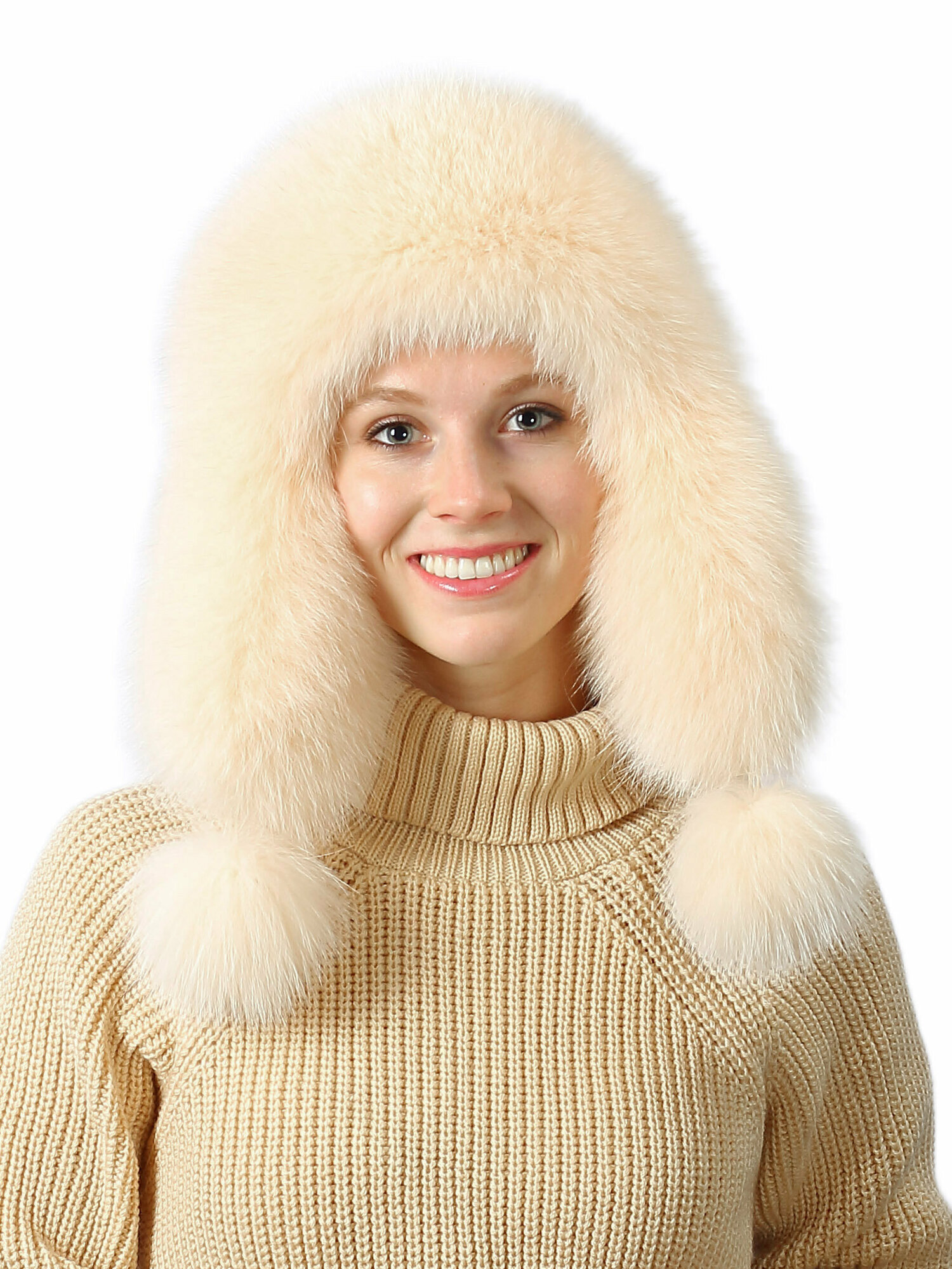 Шапка ушанка бежевый 