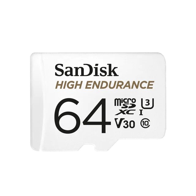 Карта памяти microSDXC SanDisk High Endurance - 64 Гб - высокой прочности для камер 4К UHD - 5К часов + адаптер