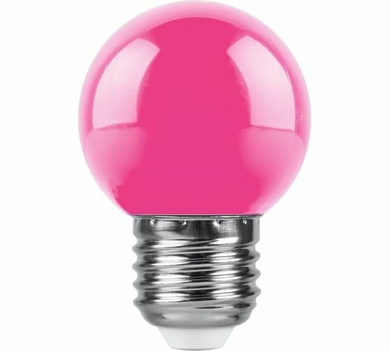 Светодиодная лампа FERON LB-37 Шарик E27 1W розовый 38123